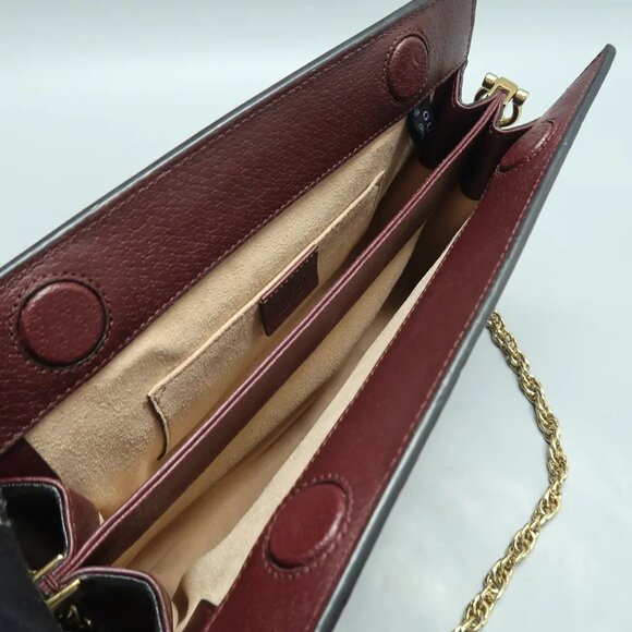 GUCCI Ophidia Maroon Leather Shoulder Bag 813-022425 - Picture 10 of 12